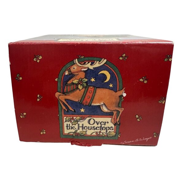 Susan Winget 4 Coaster Set w/ Christmas Tree Holder Ceramic Hand Painted Vintage - Picture 5 of 12